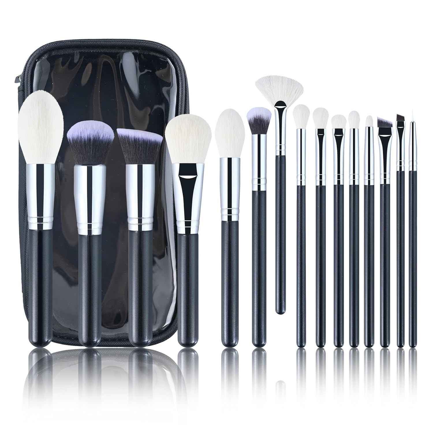 15-Piece Premium Makeup Brush Set Includes Eyeshadow, Foundation, Powder, Concealer and Brush Holders Suitable for Beginners or Professionals Ideal for Travel (W1037-D)