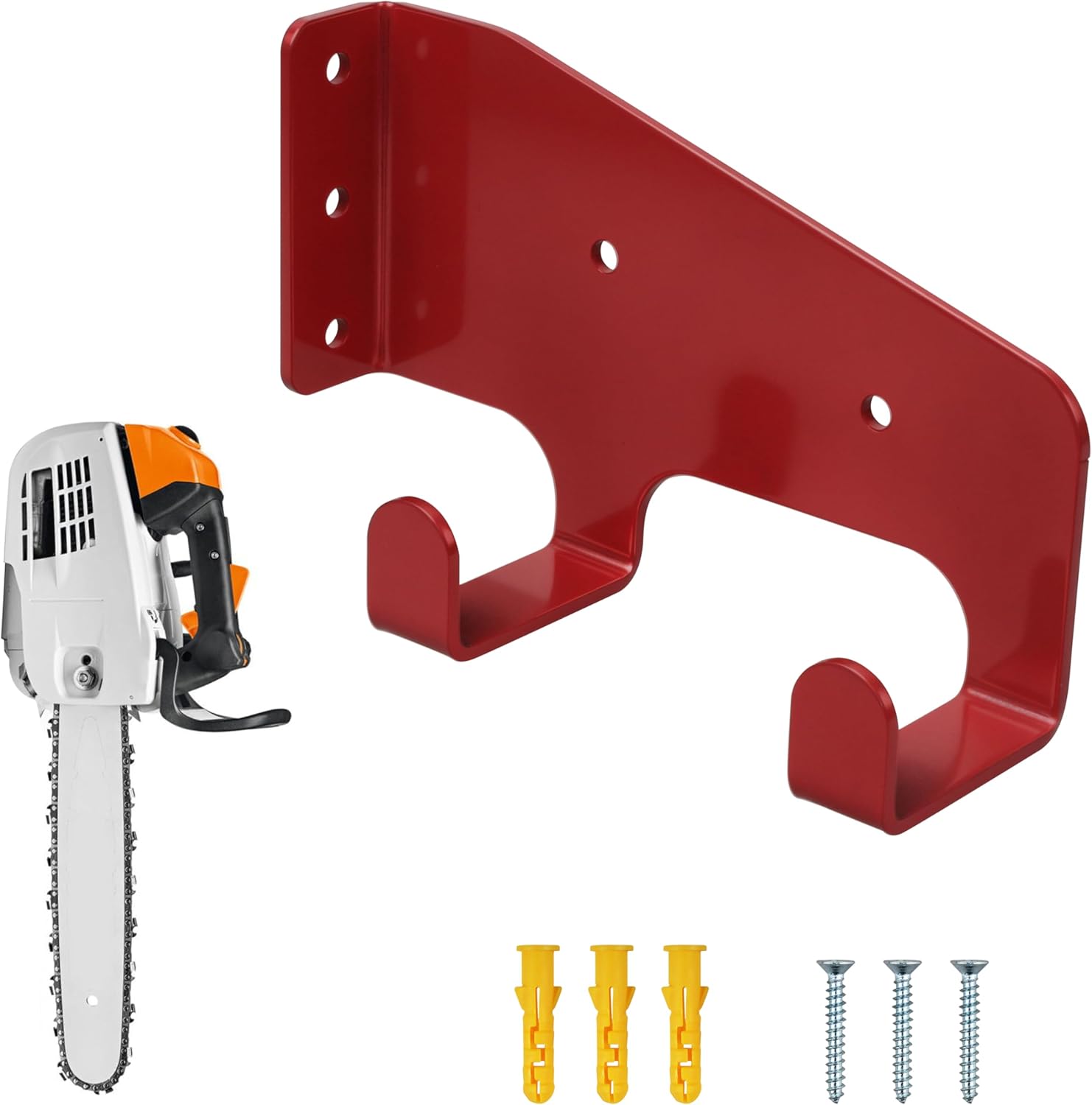 Wall Mounted Chainsaw Bracket Heavy Duty Steel Chainsaw Holder for Garage Storage Shed Organization Power Tool Accessories (2-Pack)
