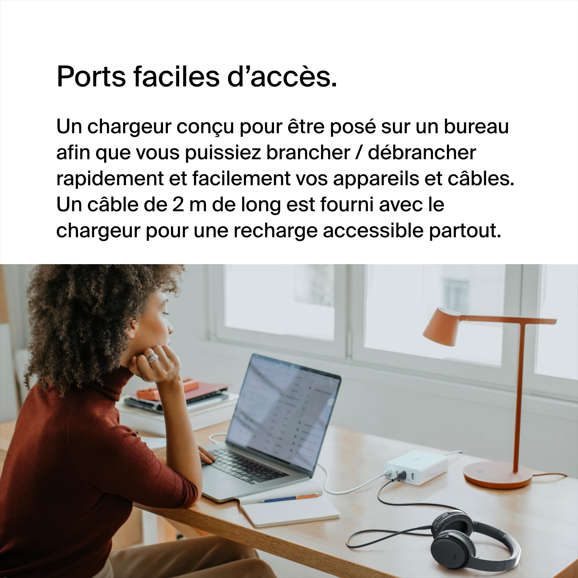 Belkin Chargeur USB GaN (108 W) pour plusieurs appareils, 2 ports USB-C et 2 ports USB-A, station de recharge rapide pour MacBook, Pro, Air, iPhone, iPad Pro, Air, Galaxy, Pixel, Apple Watch, etc.