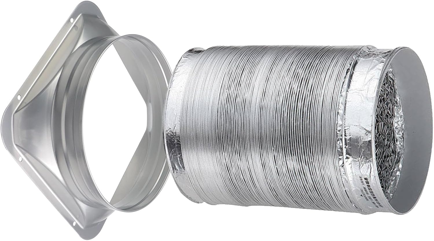 Antrader 7.7 Inch Duct Connector Flange, Metal Straight Pipe Flange Square to Round Interface Air Duct for Ventilation,Cooling, Heating and Air Conditioning Systems,1Pcs