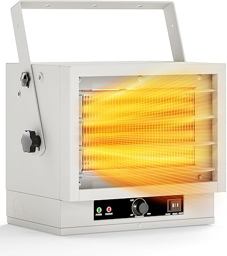 Calentador eléctrico de garaje para uso en interiores, 5000 W, 240 V, calentador de pared  techo  piso, doble protección contra sobrecalentamiento y