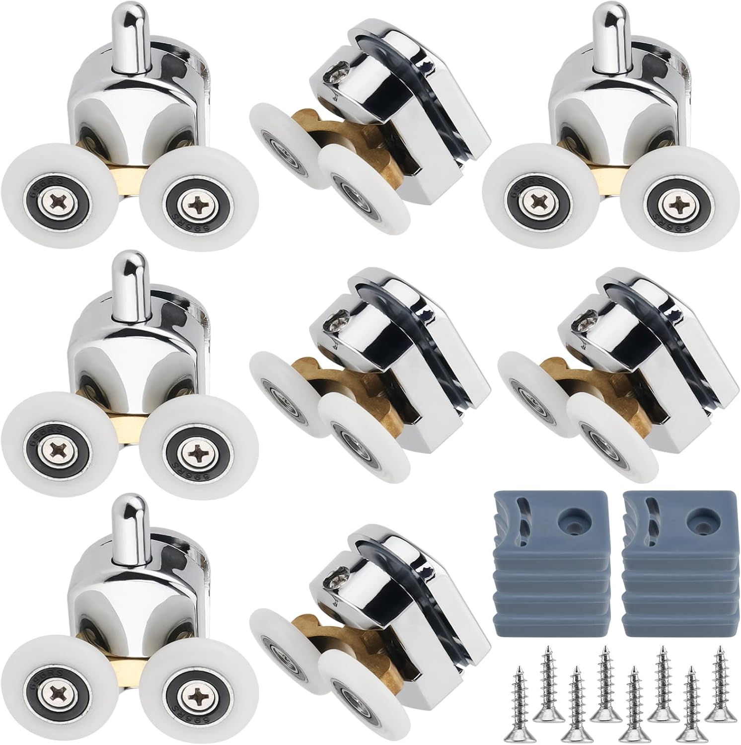 FUNSUEI 8 PCS Shower Door Rollers, Shower Door Wheels with 25mm Wheels