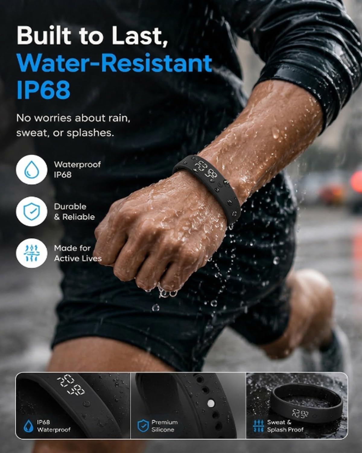 Vibrationsalarm-Armbanduhr für schwere Schläfer, passend für Gehörlose Menschen, tragbarer Vibrations-Handgelenk-Alarm, wasserdicht, leiser Alarm, für Damen und Herren