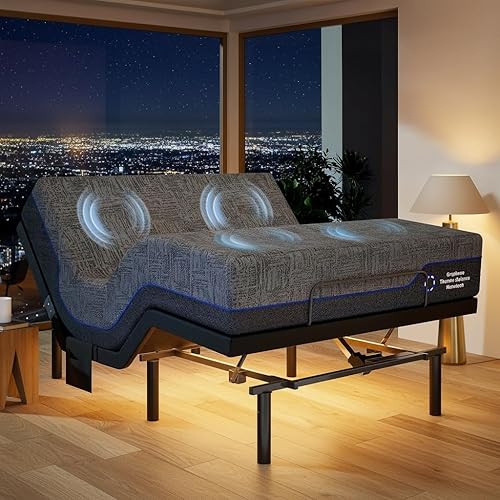 Miniatura 23 de Marsail Base ajustable NS0 con juego de colchón, marco de cama ajustable Split King + colchón de espuma viscoelástica de gel de enfriamiento de 14