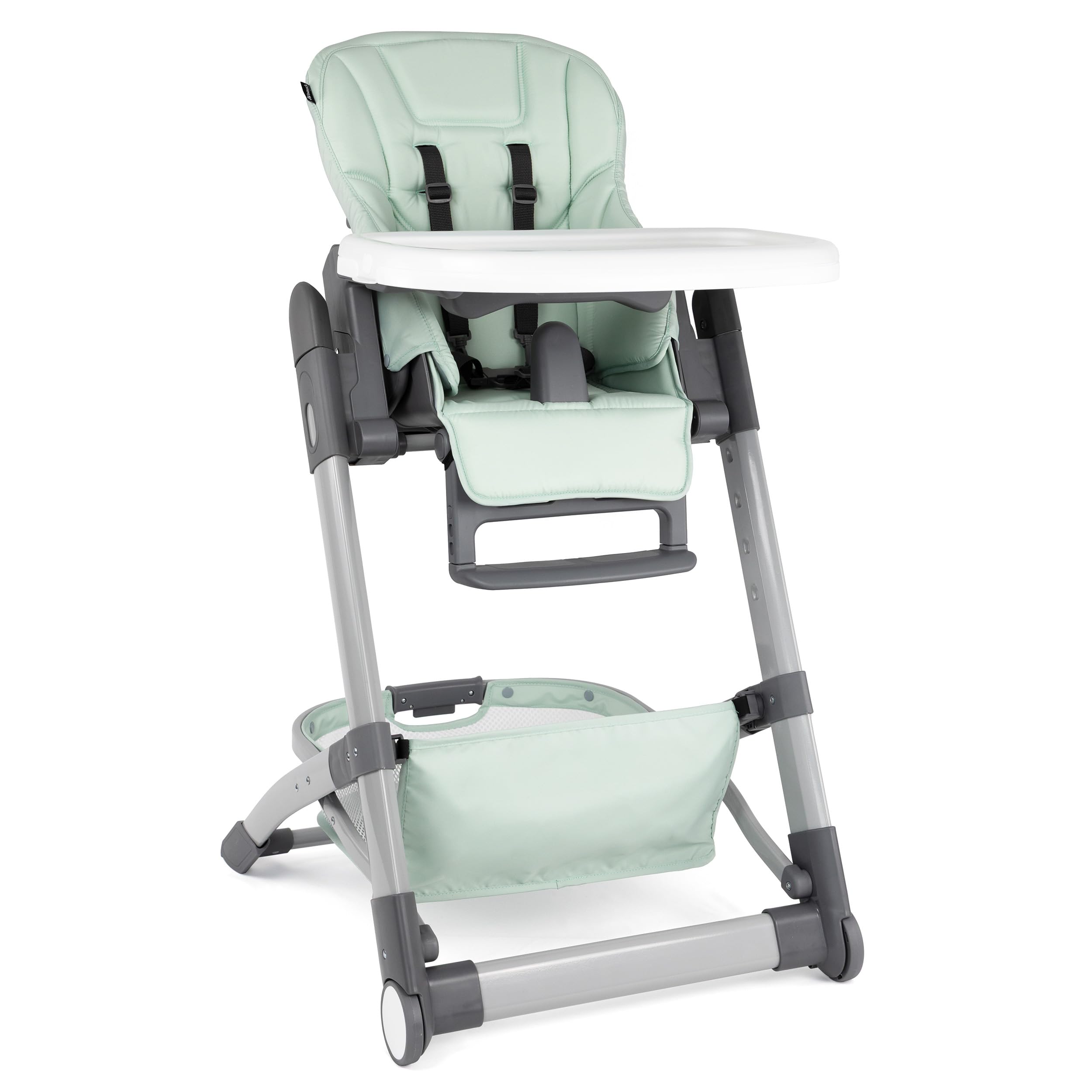 hauck Grow Up Tronas de Bebe Plegables Aptas desde el Nacimiento – Silla Alta con Función Acostada - Bandeja - Ruedas - Altura Regulable - Evolutiva - Portátil - Menta