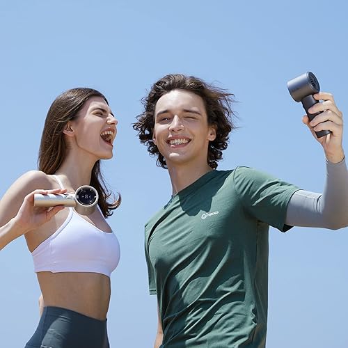 Miniatura 9 de JISULIFE Ventilador de mano portátil, velocidad (1-100) turbo ajustable, batería de 5000 mAh, ventilador personal recargable con cuerpo de metal,