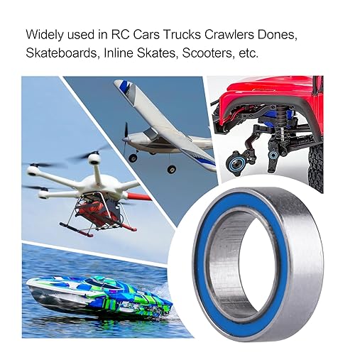Miniatura 3 de Rodamientos de bolas RC sellados de goma azul 0.315x0.472x0.138 in compatible con Traxxas 116 E-Revo VXL Slash 4WD Summit Reemplazo Parte 7020, 10