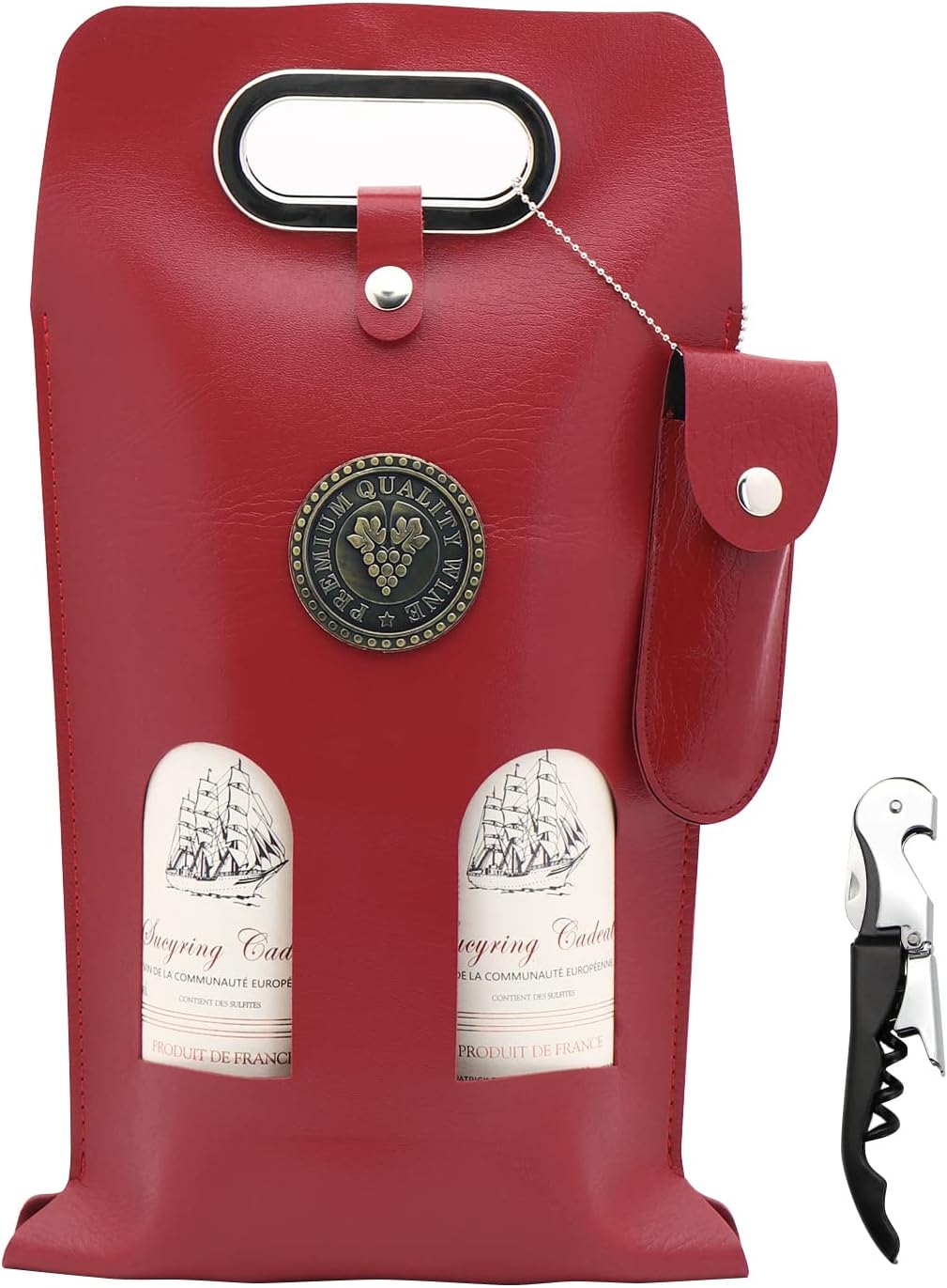 DIWNELEM Leather Wine Bag Leather Wine Gift Bags with Wine