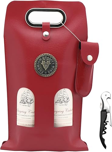 Miniatura 7 de DIWNELEM Bolsa de cuero para vino, bolsas de regalo de vino de cuero con abridor de vino, bolsa de botella de cerveza champán para bodas,