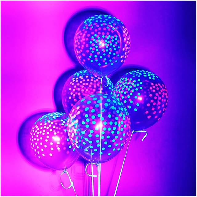 Neon Glow Polka Dot Balloons, 10pcs 12 Blacklight Reactive Fluorescent Polka Dot Latex Balloons, Mini Spotty Dot Neon Balloons, Glow in the Dark Party Balloons for Birthday Hen Wedding Decorations