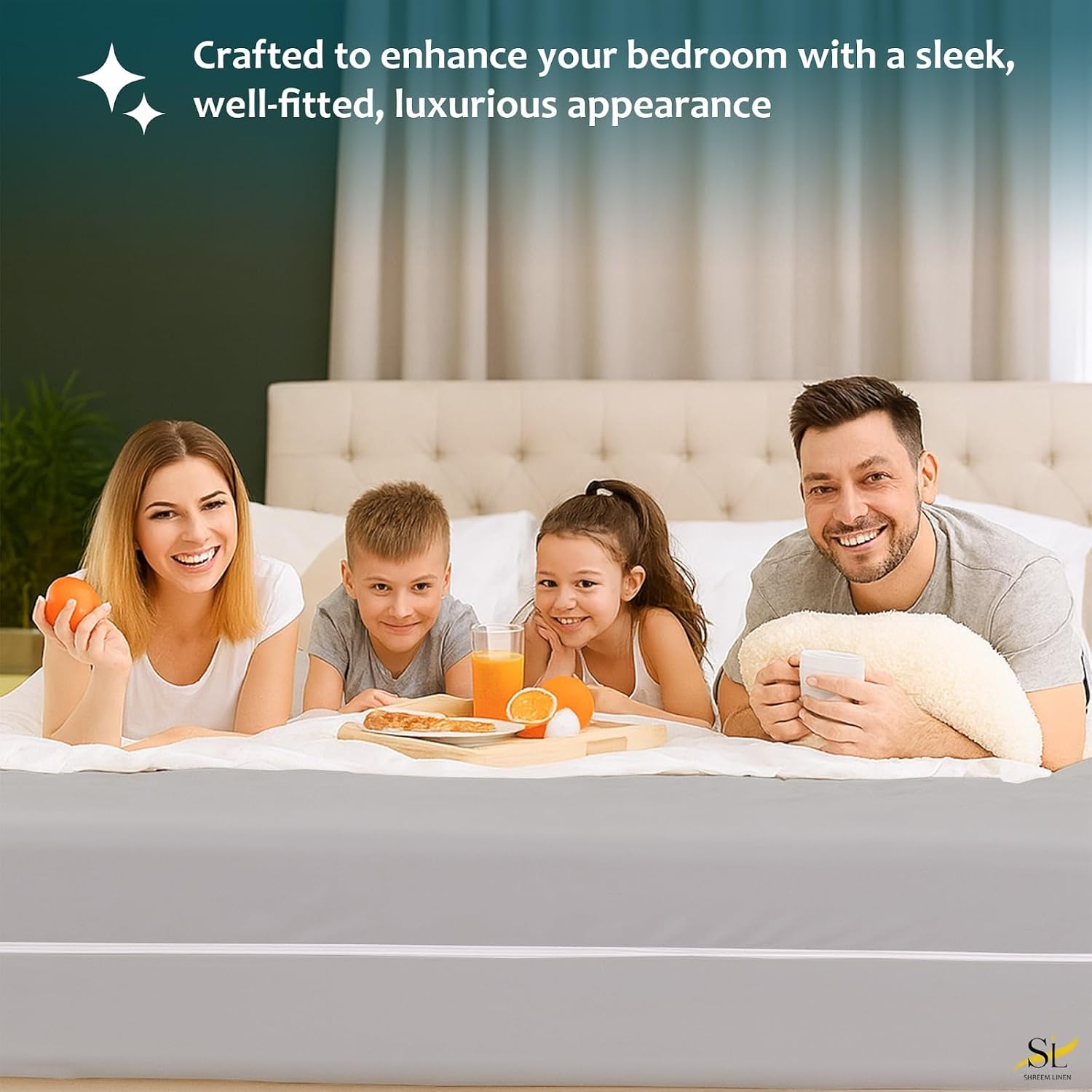 Mattress Protector Crib Size 100% Waterproof Zippered Cover, 6 Inches Deep, Six-Sided Mattress Encasement for Bed, Zipper Closure Style (Light Grey)