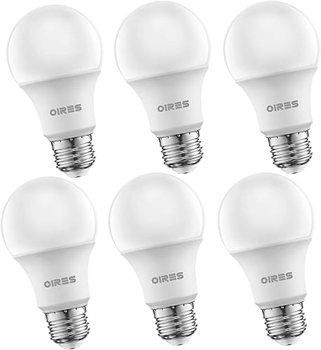 OIRES Bombilla LED equivalente a 60 W, 800 lúmenes, bombillas en forma A19, 5000 K, luz diurna, no regulable, con certificación UL, base E26 de 9 W, OIRES Bombilla LED equivalente a 60 W, 800 lúmenes, bombillas en forma A19, 5000 K, luz diurna, no regulable, con certificación UL, base E26 de 9 W,