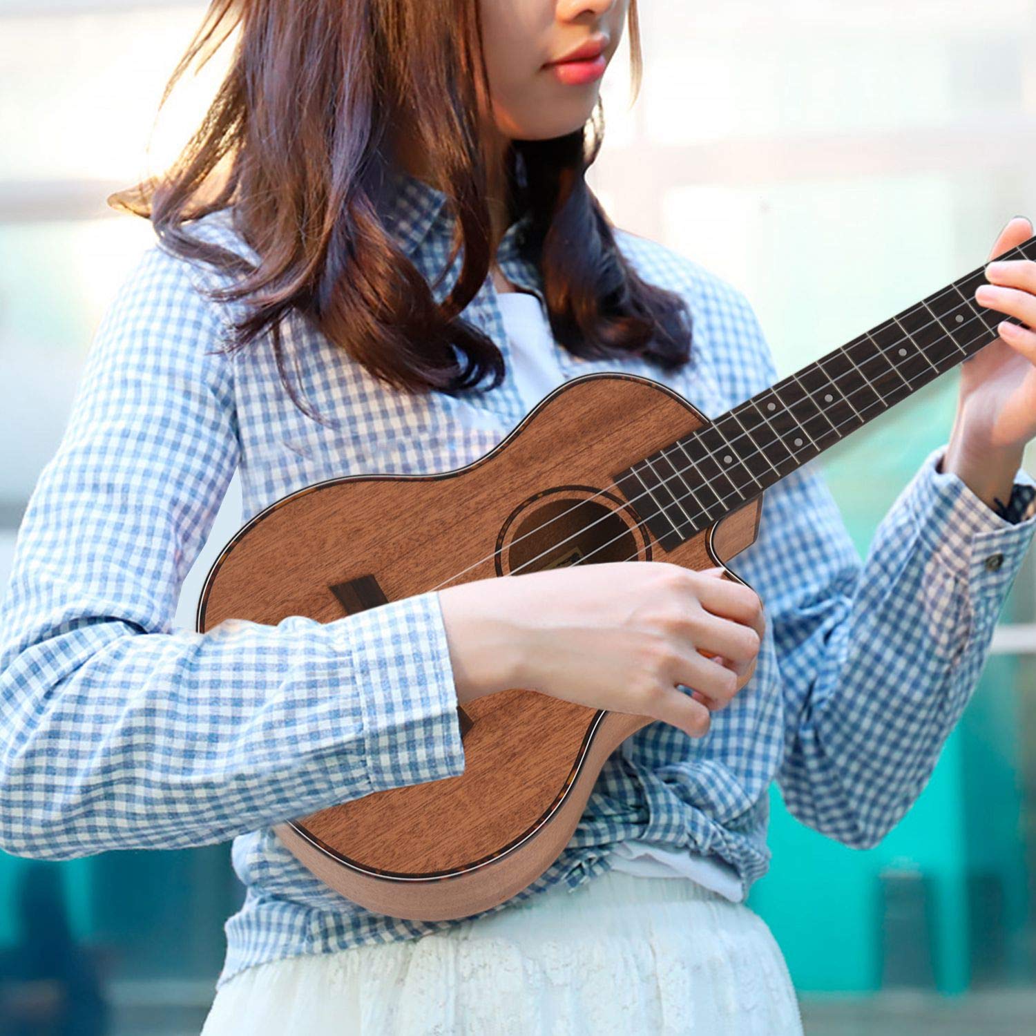 Tenore Acustico Ukulele 26 Pollici 4 Corde Chitarra Viaggio Legno Mogano Strumento Musicale