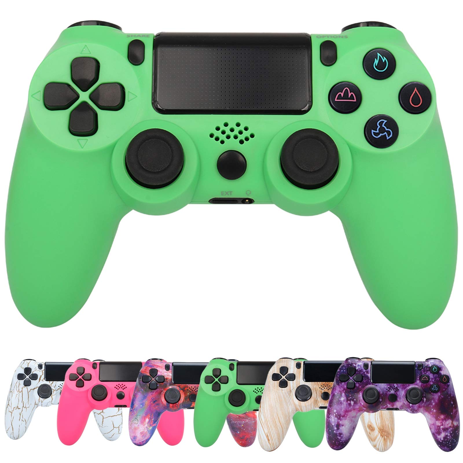 Loadfckcer Wireless Controller for PS4, Bluetooth Gaming Gamepads Joystick Gamepad for PlayStation 4/PS4 Slim/Pro/PS3/PC with Touch Pad High-Precision, Six-axis Double Vibration Shock,green