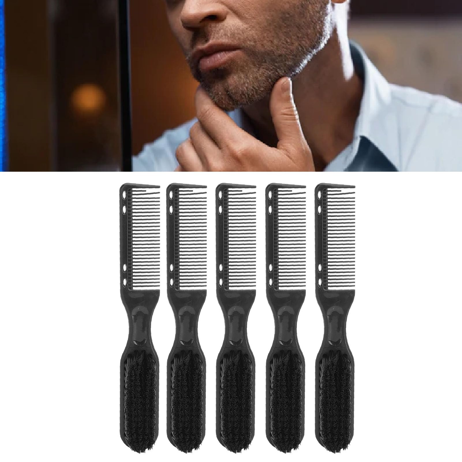 Cepillo de Pelo para Hombres, Cepillo de Aceite Ergonómico para Peinado y Cuidado de la Barba, 5 uds., Nailon Suave