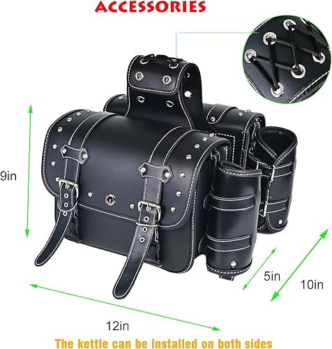 Miniatura 6 de Alforjas de cuero de PVC para motocicleta, bolsas de sillín  Bolsas laterales de alforjas con portavasosImpermeableBolsa de herramientas