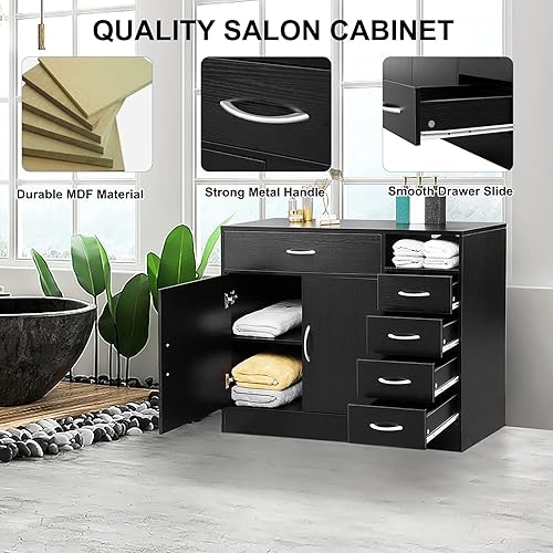 Miniatura 6 de HomVent Armario de peluquería para peluquería, estaciones de peluquería, gabinete de peluquería, organizador de almacenamiento de salón de belleza,