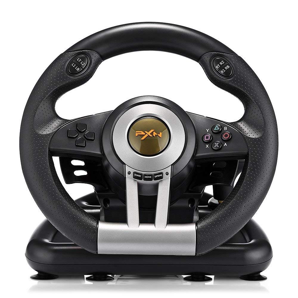 Racing Game Steering Wheel with Foldable Pedal for Xbox One, PS3, PS4 and PC : Video Games