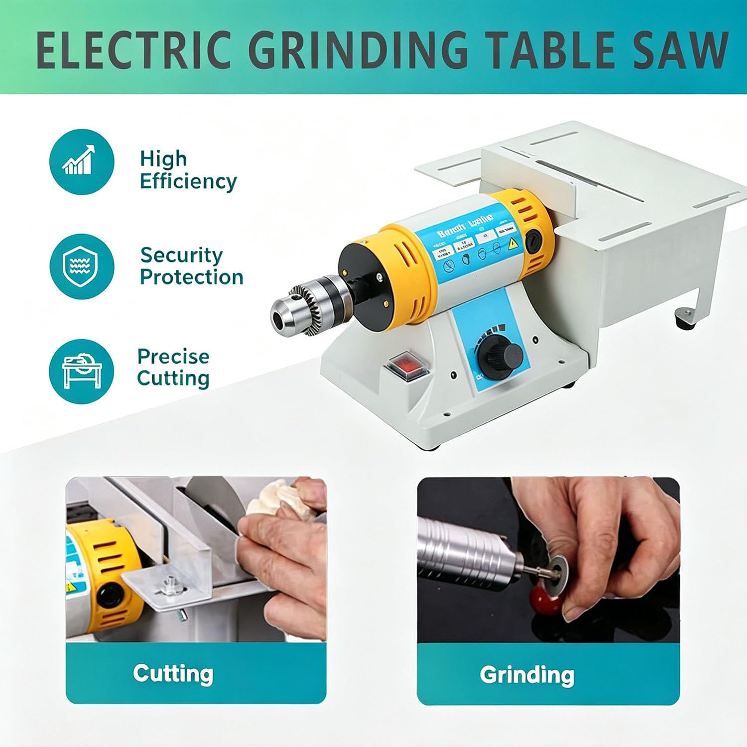 Tokarka Stołowa Mini 750w Biżuteria Kamień 800-10000 Obr/Min BenchGrinder | Konstrukcja Metal Tworzywo,Zmienne Obroty 800–10000 Obr/Min,Obrabia Kamienie Metale,Kompaktowe Dla Warsztatów Hobbystycznych