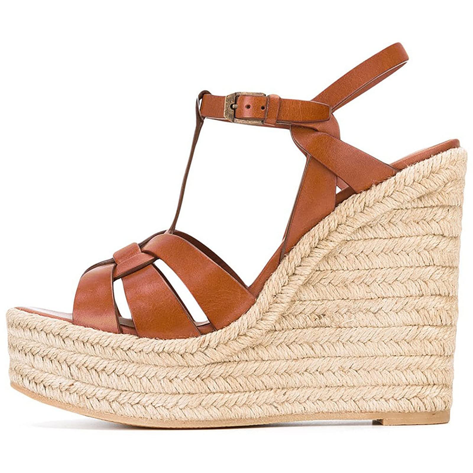 Damskie espadryle w paski koturny eleganckie sandały z odkrytymi palcami pasek na kostce sandały na koturnie buty na co dzień
