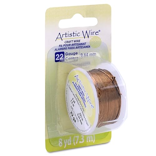 Artistic Wire, Alambre de cobre de color calibre 22, resistente al deslustre, color latón antiguo, 8 yardas