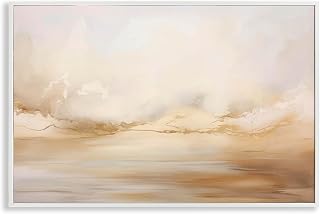 Stupell Industries Neutral Abstract Horizon Line White Framed Giclee Art, design by LSR Creative Studio, 18 x 12