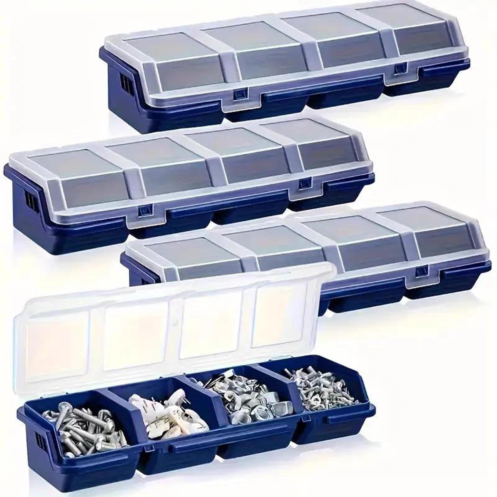 Hardware Organizer Box with Lid Divided Tool Box for Hardware Bolts Workshop Blue-image-10