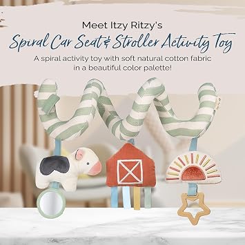 Itzy Ritzy Car Seat & Stroller Toys with Bunny Teether for Ages 0 Months and Up
