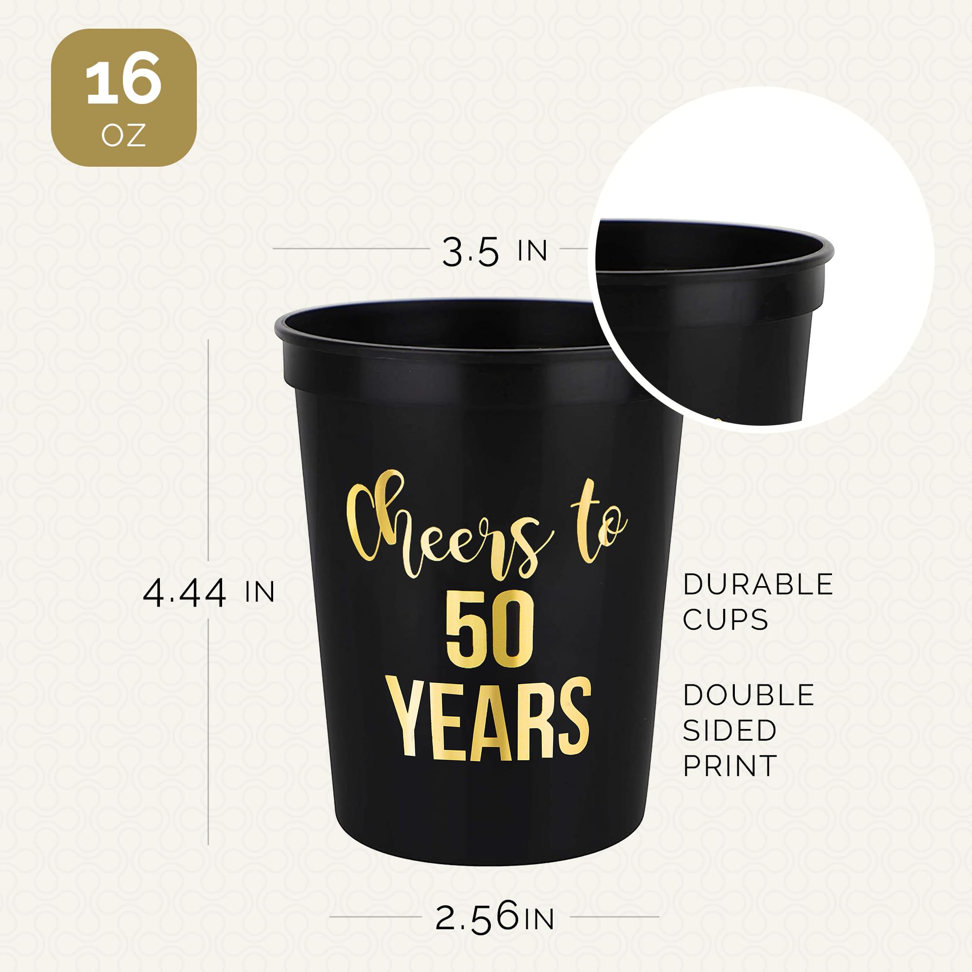 50th Birthday Cups - 12 Pack 'Cheers to 50' -3 50th Birthday Cups - 12 Pack 'Cheers to 50' -3