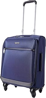 Amazon Basics 21-Inch Carry-On Softside Luggage Suitcase With 4 Spinner Wheels, Navy Blue