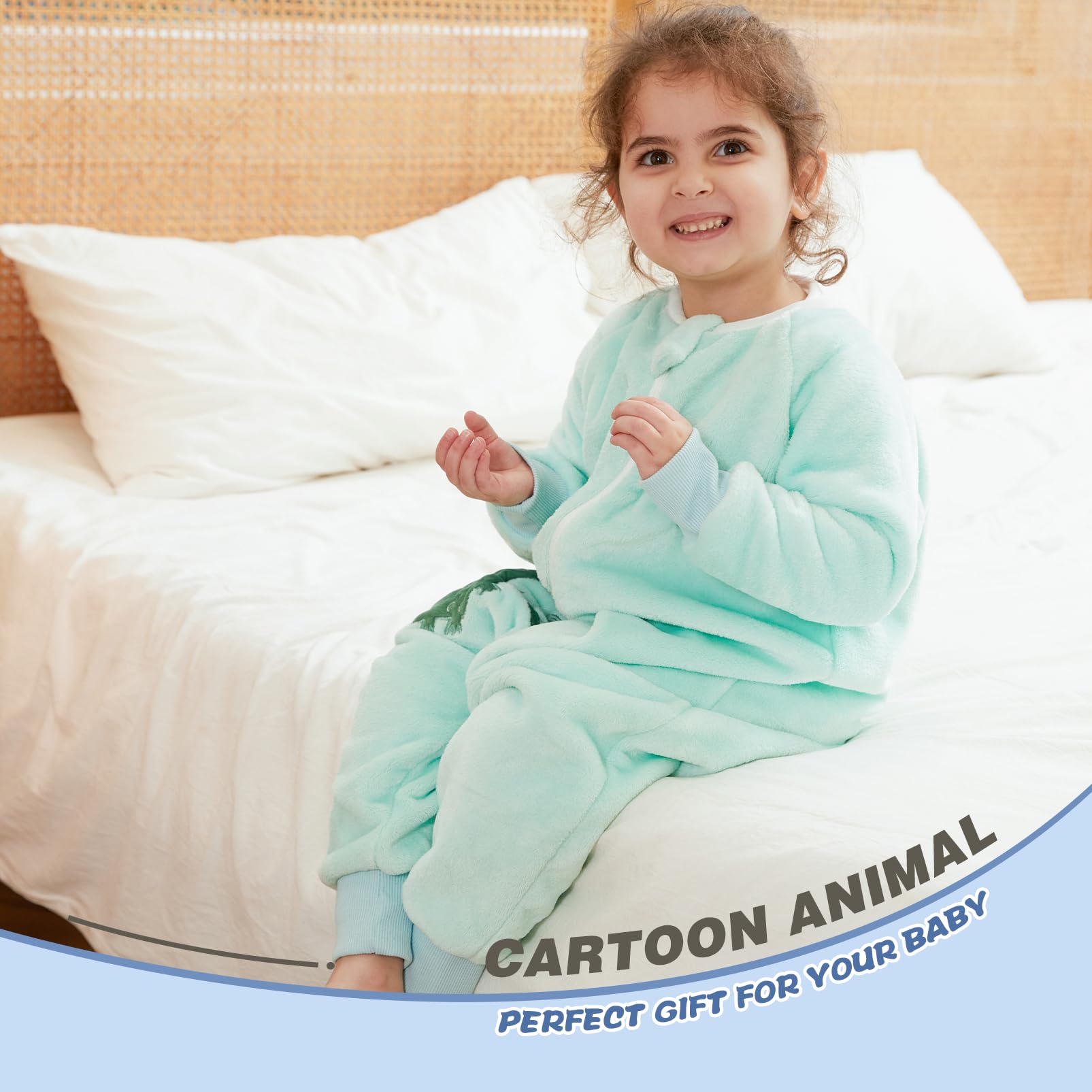 Monstoyo Sacco Nanna con Piedini Bambini Bambina, Invernale Flanella Pigiama Pagliaccetto Neonato, Maniche Lunghe & Gambe Separate Sacco a Pelo Cartone Tuta per Ragazze Ragazzi 0-6 Anni