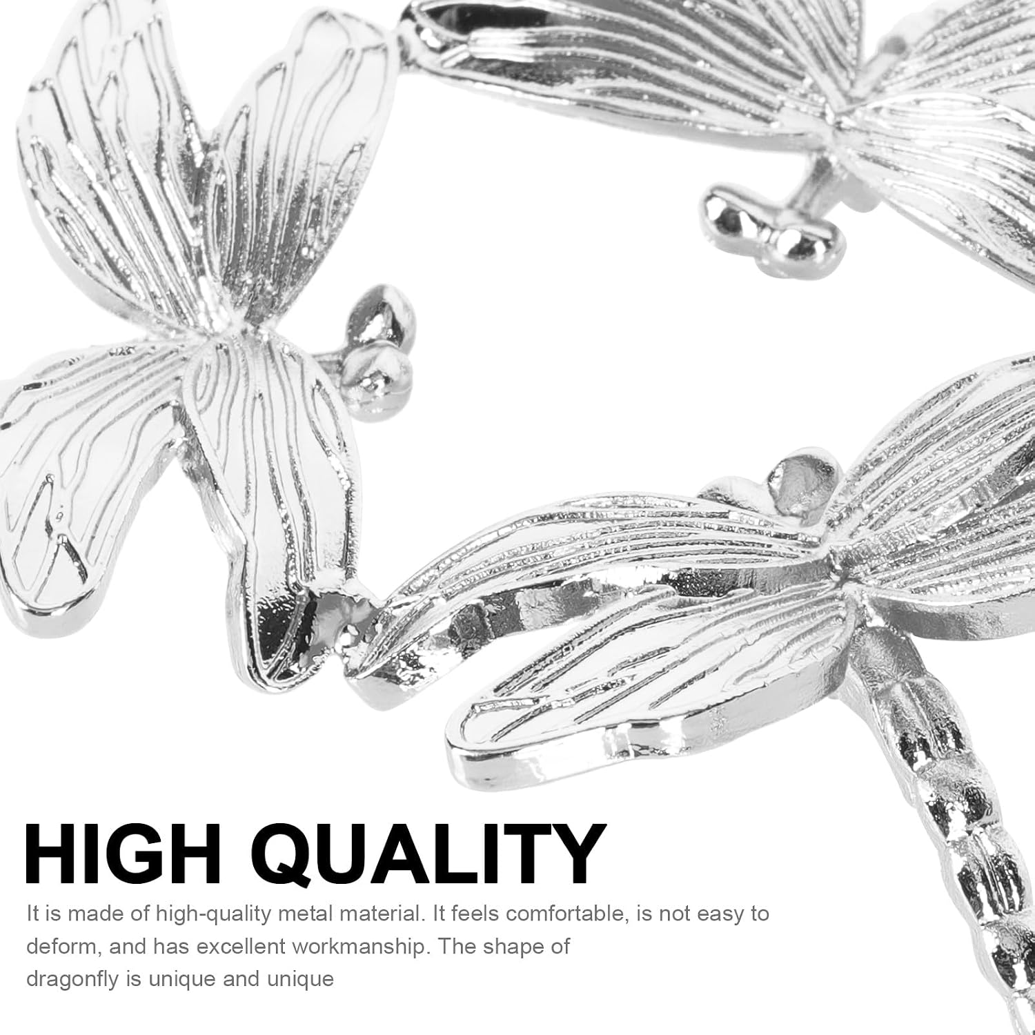 STOBAZA Dragonfly Shape Metal Crystal Ball Holder Stand for Home Decor Multifunctional Desktop Ornament Rack Silver Display Base Smooth Natural Finish