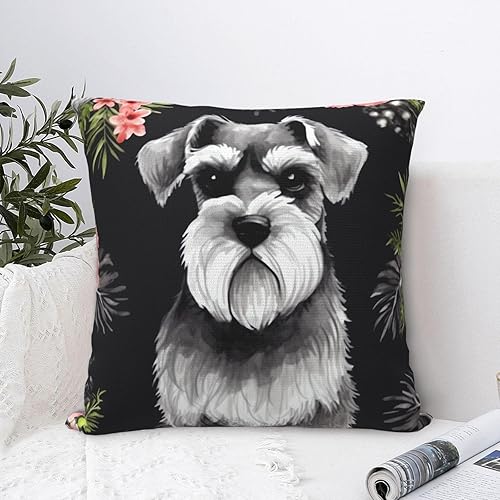 Miniatura 4 de Schnauzer Print Decorative Throw Pillows Covers Soft Square Pillow Case Plush Cushion Cover for Sofa Bedroom 26"x26"
