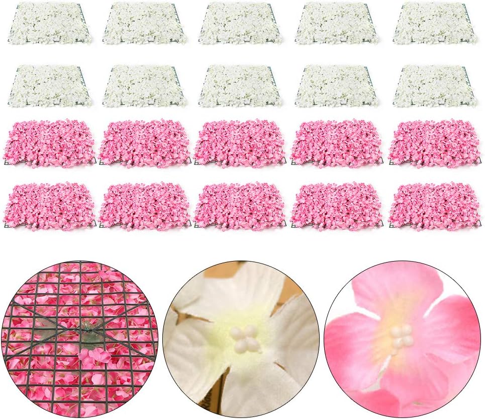 DYRABREST Flowers Wall Panel 3D Pink Flower Wall Decor 16x 24 Silk Rose Flowers for Wedding Backdrop, Girls Room, Nursery, Hair Nail Salon, Zoom