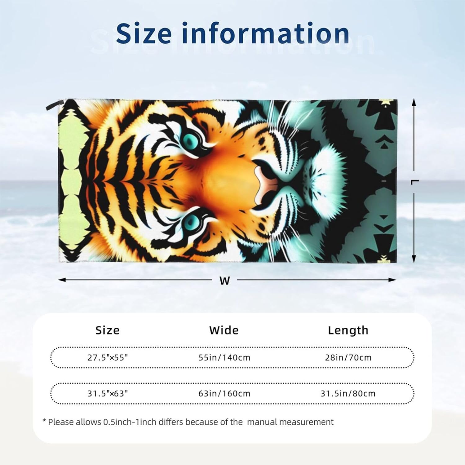 Little Fat Tiger Head Printed Microfiber Towel,Camping Towel,Fast Drying Towel,Soft Lightweight for Gym,Hiking,Yoga,Backpacking