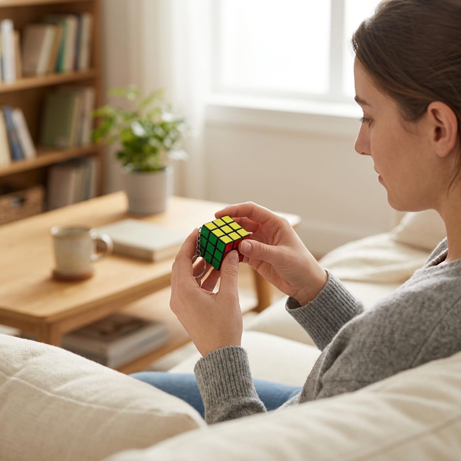 Mini Zauberwürfel Set, 20 Stück 3x3 Rubiks Cube, Stressabbau Konzentrationshilfe, Metall Schlüsselring für Erwachsene, Langlebige ABS Konstruktion