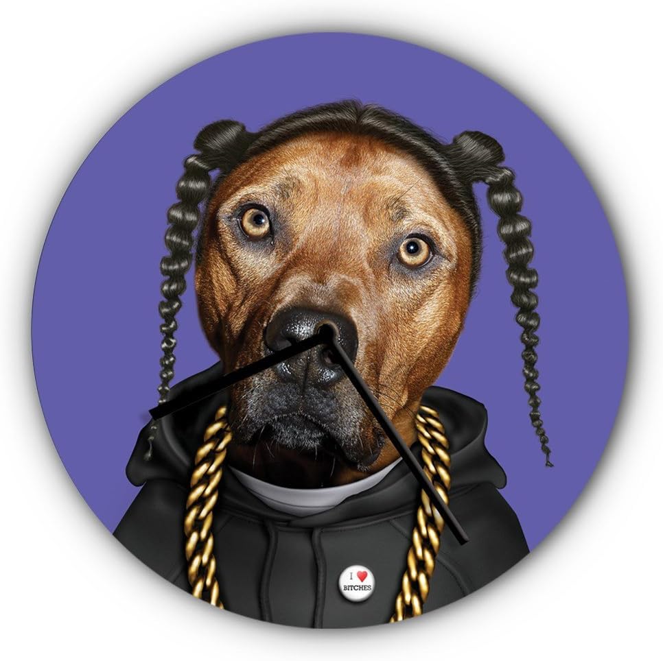 Empire Art Direct Empire Art Brain Tempered Glass Clock with Reverse Printed Pets Rock Wall Décor, 16" Diameter