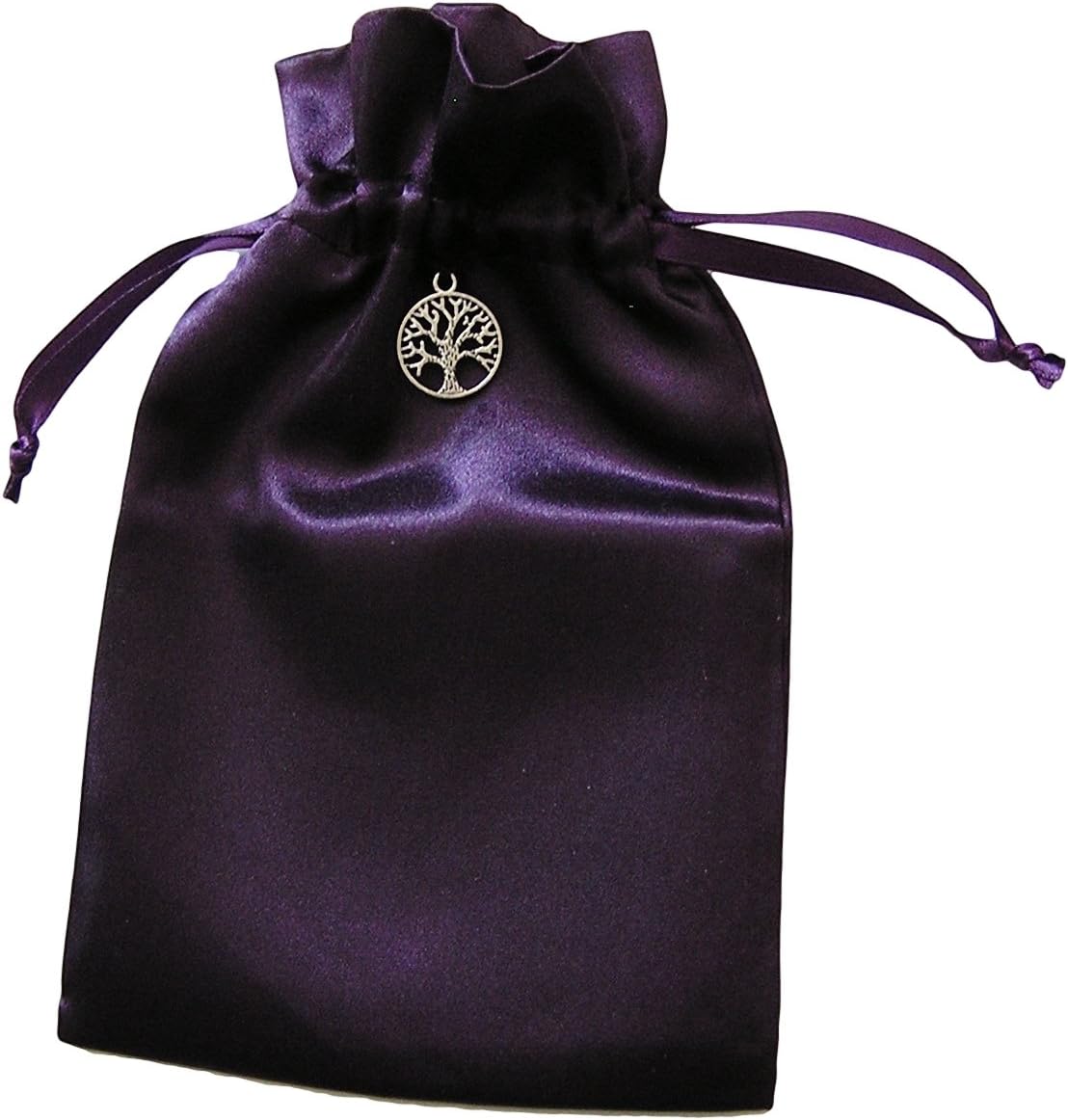 Quixotic Creations Tarot Rune Gift Bag with Tree of Life Charm, Purple Satin, 5 inch x 8 inch