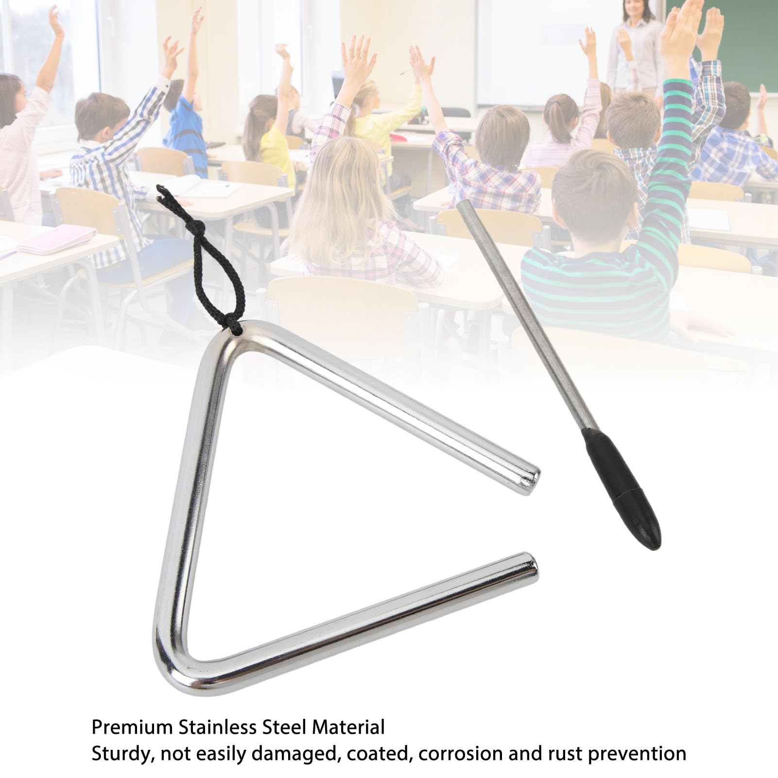 Triangle Musical En Acier – Instrument Percussion École & Maison – 3 Tailles 10cm/15cm/20cm Avec Bagette