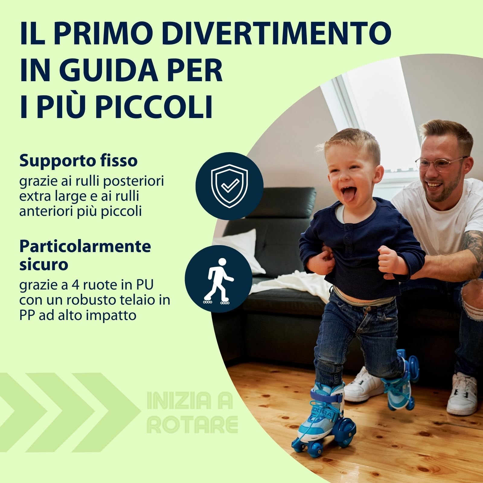 HUDORA Pattini a rotelle My First Quad in diverse misure e colori - pattini a rotelle di qualità per bambini fino a 20kg - pattini regolabili - sicuri e con rotelle grandi per iniziare