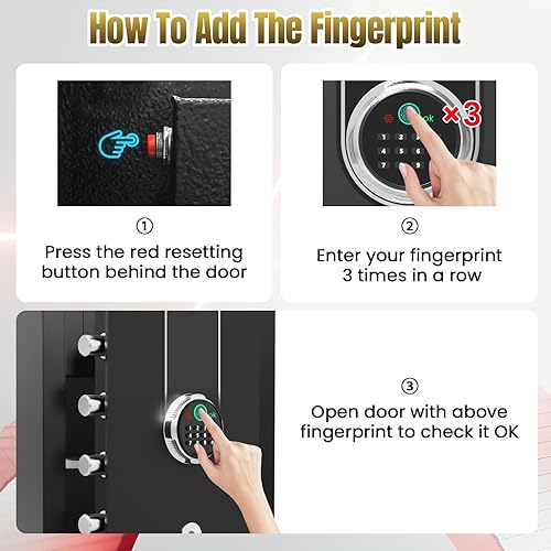 Miniatura 6 de Caja de seguridad biométrica de 23.62" de alto con bolsa ignífuga e impermeable, caja fuerte grande de 2.6 pies cúbicos ignífuga para almacenamiento