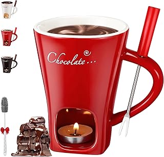 Meltie Cup, Chocolate Fondue Meltiecup, 2026 New Portable Soft Cheese Fondue Mug Set with Forks, Mini Chocolate Melting Cup Ideal Gifts for Birthday, Date Night, Wedding, Party(Red)