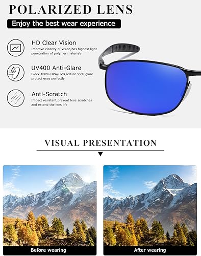 Miniatura 7 de AEVOGUE anteojos de sol polarizados para hombres, marco metálico rectangular, anteojos retro AE0535.