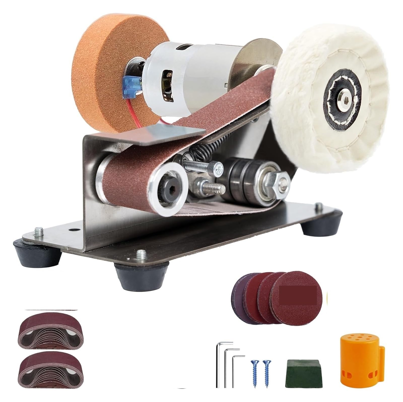 Csdasw A Mini Electric Belt Sander Diy Polishing Grinding Machine With Grinder Set Sharpener Cutter Knife Eds Jewellery Diy