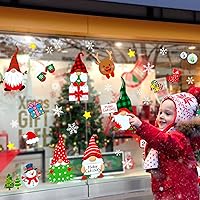 Vista 7 de Adhesivos de Navidad para ventana, gnomo, decoración de ventana de Navidad, calcomanías estáticas de ventana de Navidad para ventanas de vidrio
