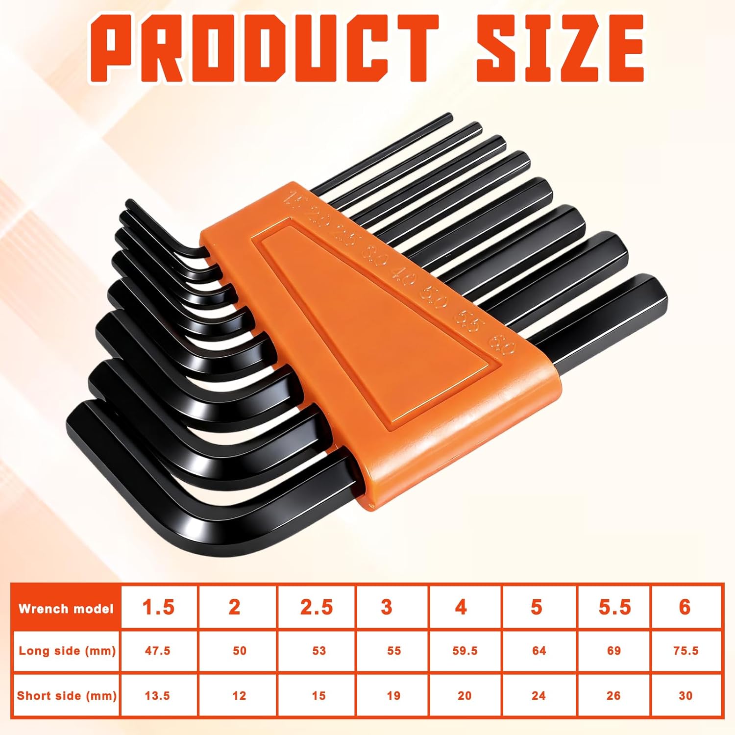 QfwdfcTrenz Hex Key Set - 8PCS L-Shaped Metric Allen Key Hex Wrench Set 1.5-6mm, Metric Allen Wrench Sets, L-Shaped Spanner with Keys Ring, Black