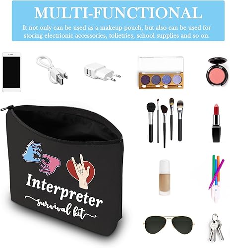 Miniatura 3 de GJTIM Interprete Bolsa con cremallera para intérprete de supervivencia, bolsa de maquillaje de regalo, para intérprete de lenguaje de signos ASL,