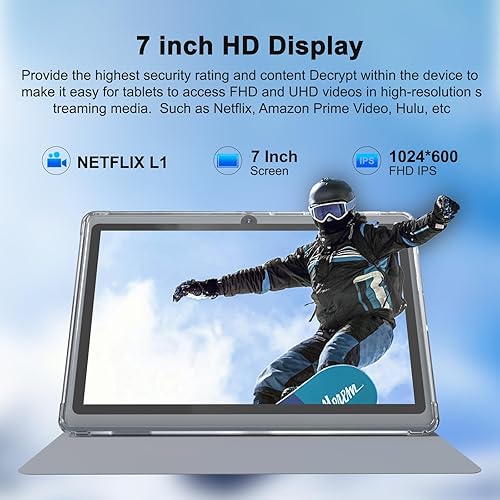 Miniatura 4 de ZZB Tablet Android 14 de 7 pulgadas, 8 GB de RAM (4 GB expandibles) 32 GB ROM Tablets soporta 1 TB MicroSD, Widevine L1, tableta de doble cámara 5G