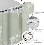 Riyidecor Sage Rideau de douche Floral vert pour la décoration de salle de bains 60Wx72H Herbes végétales Botanical Nature Leaf Rustic Farmhouse Art Tissu imprimé Polyester Imperméable 12 Sacs de crochet en plastique
