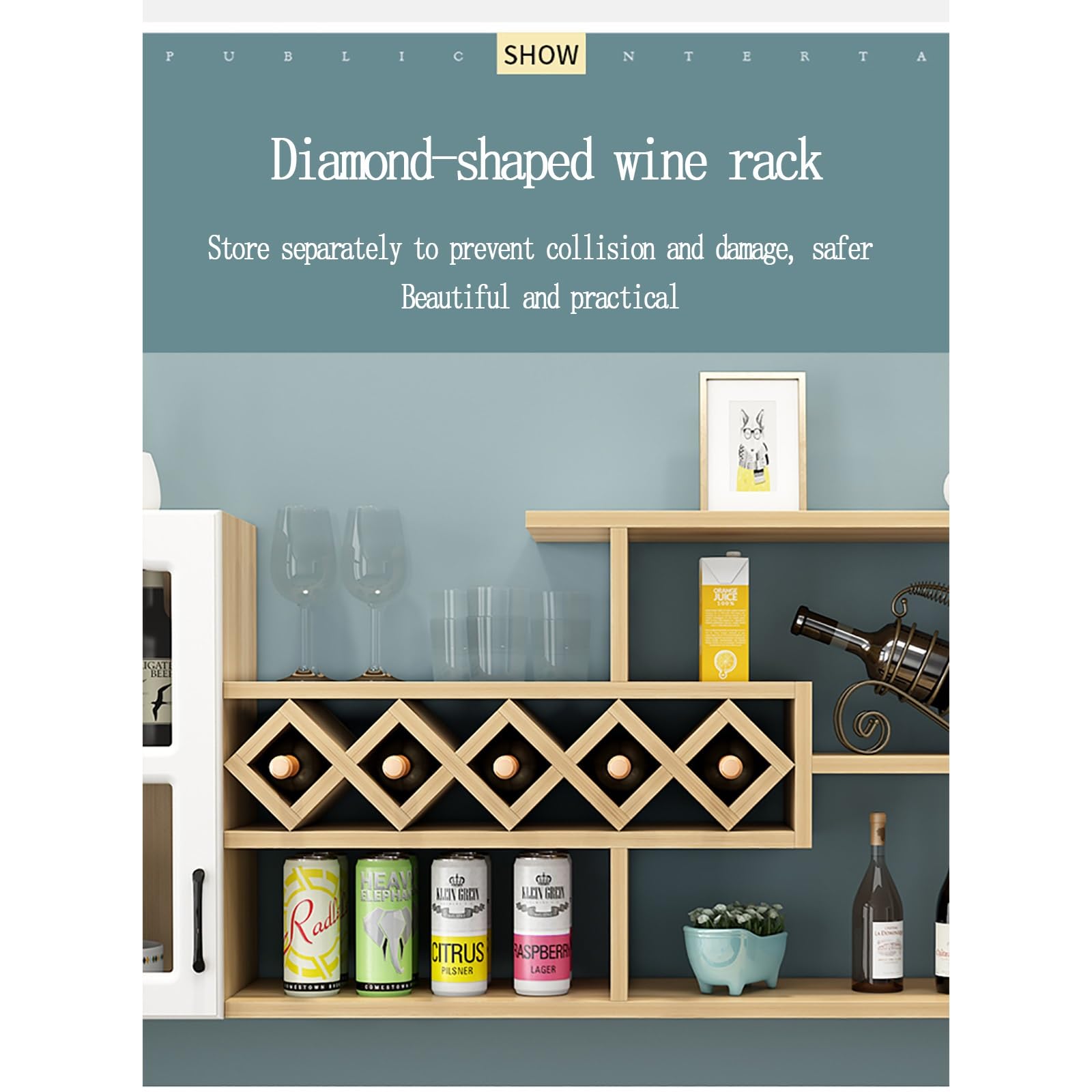 Weinregal, Wandmontiert, Holz-Wand-Weinregal, Flaschenhalter Für Schrank, Hängendes Weinregal Aus Holz, Weinlager-Präsentationsregal Für Haus, Bar, Küche, Esszimmer(A,47.24 in*9.05 in*23.62 in)